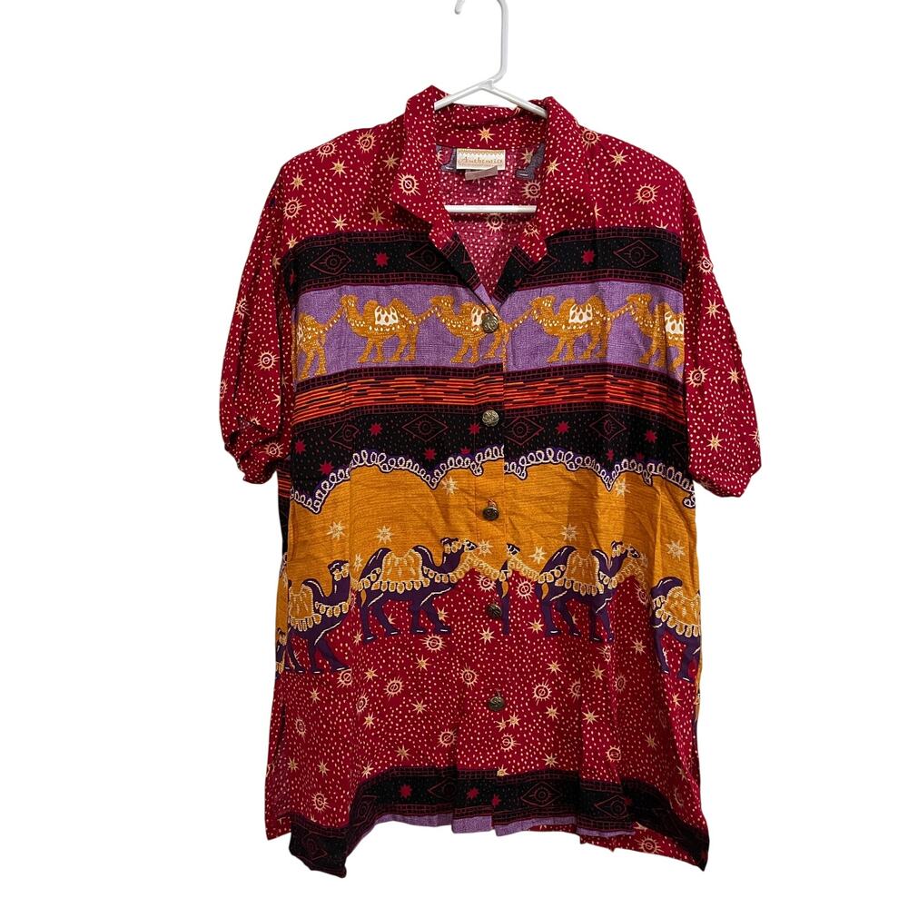 Vintage Anthony Mark Hankins Authentics Camel Print Rayon Skirt Set Large